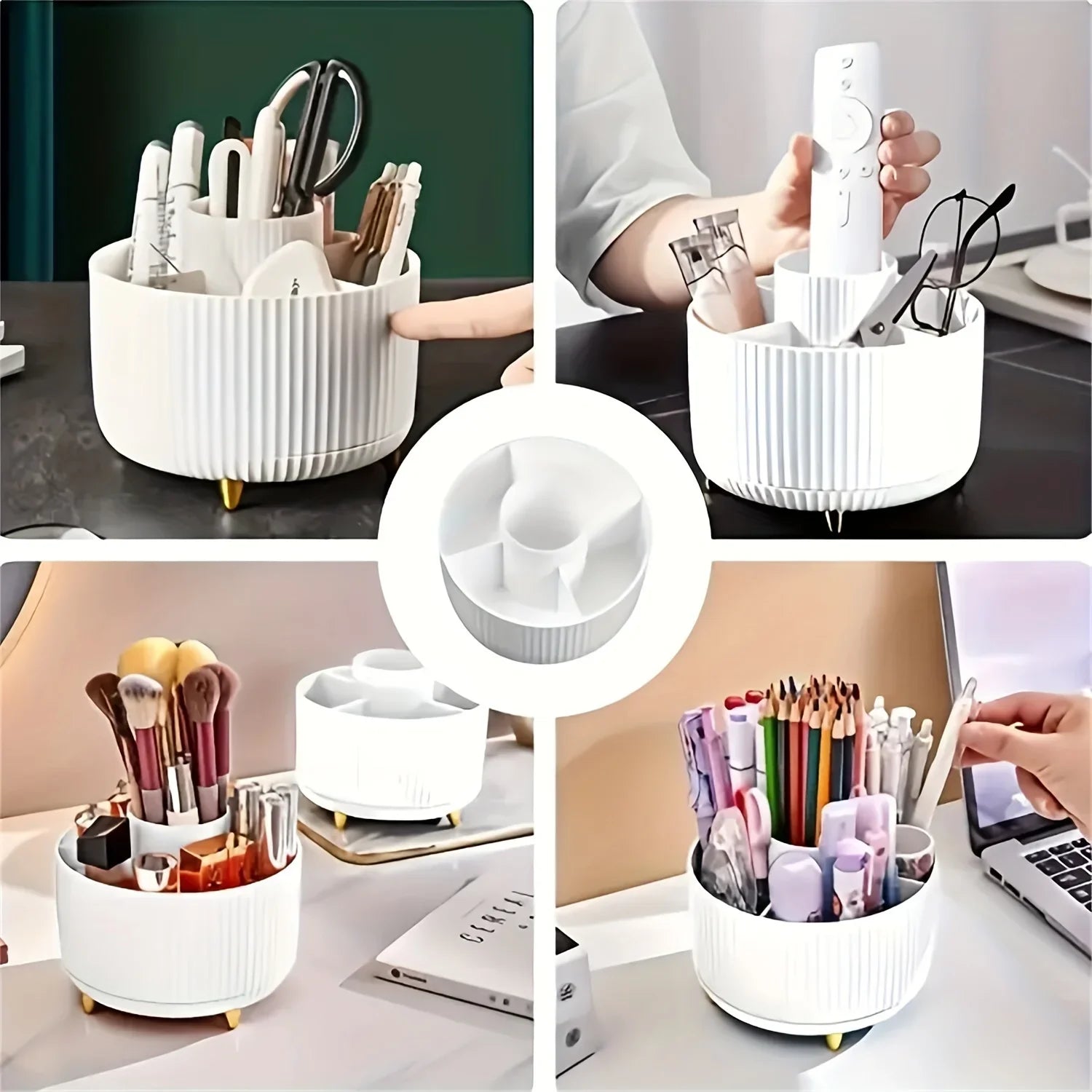 منظم مكياج دوّار 360° بسعة كبيرة  360° Rotating Makeup Organizer – Large Capacity