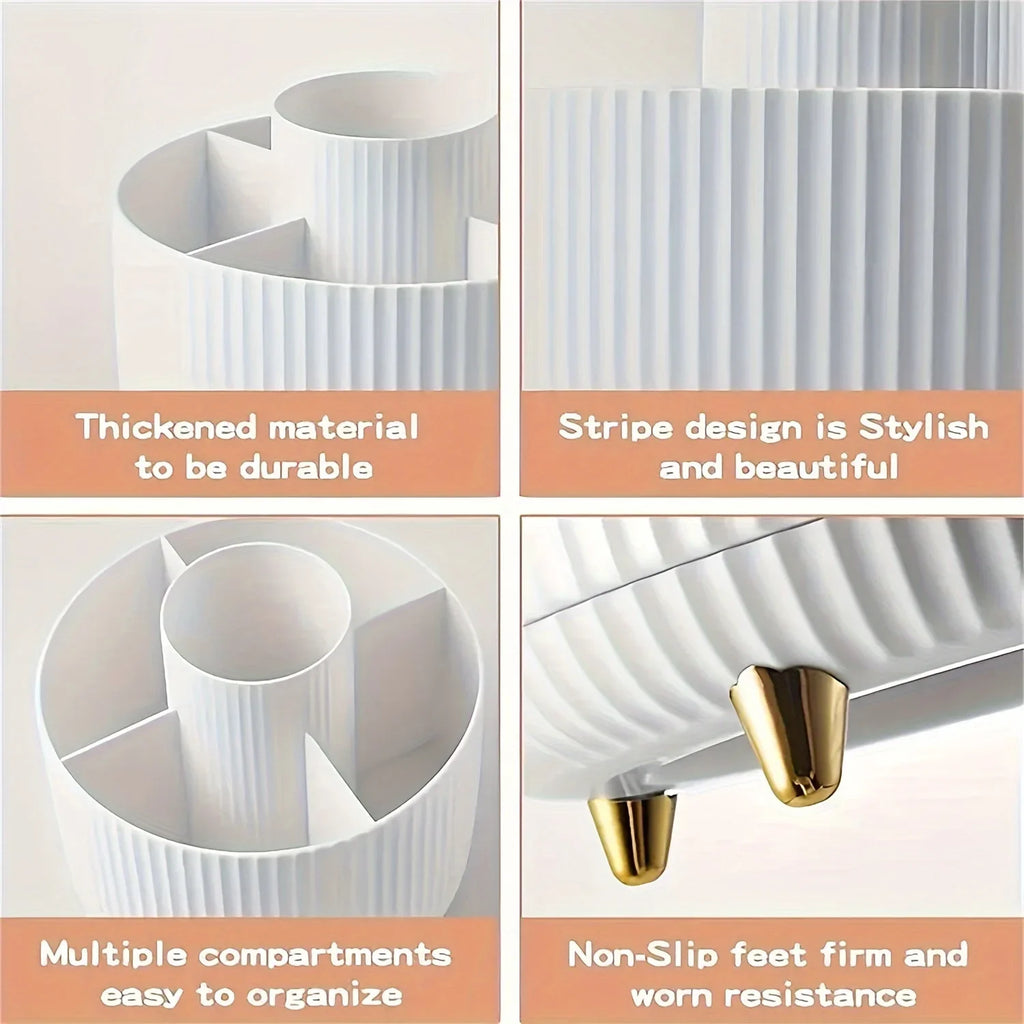 منظم مكياج دوّار 360° بسعة كبيرة  360° Rotating Makeup Organizer – Large Capacity