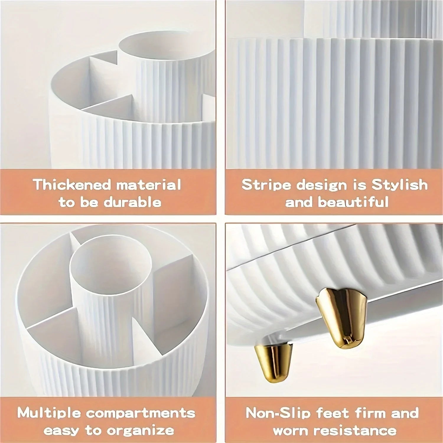 منظم مكياج دوّار 360° بسعة كبيرة  360° Rotating Makeup Organizer – Large Capacity