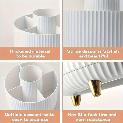 منظم مكياج دوّار 360° بسعة كبيرة  360° Rotating Makeup Organizer – Large Capacity